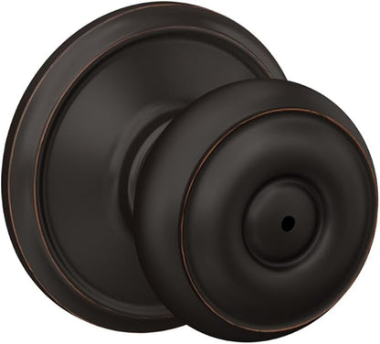 Schlage F40 GEO 716 Georgian Door Knob, Bed & Bath Privacy Lock, Aged Bronze