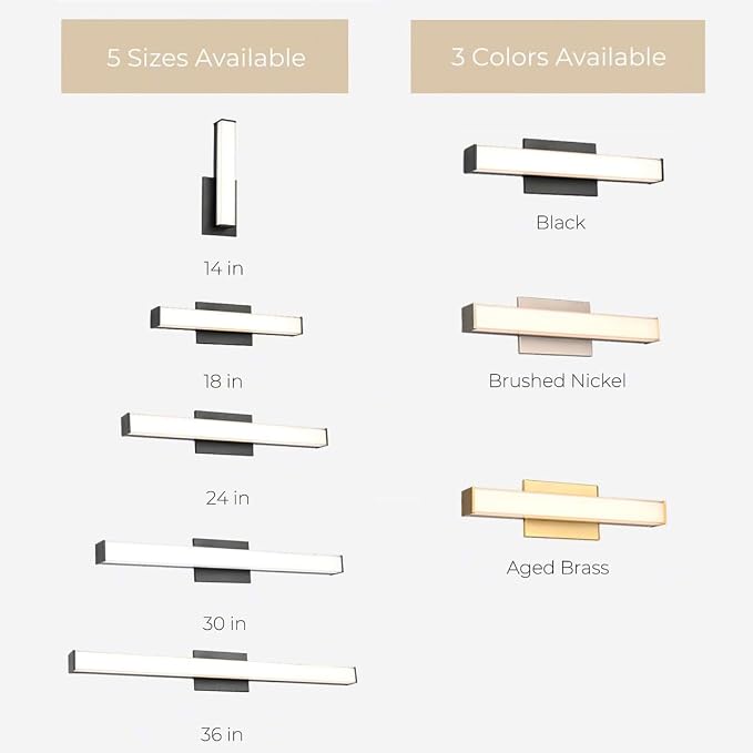 Edge Advantage 30in LED Bathroom Vanity and Wall Light 28W 2,350 Lumens 5-CCT Selectable 2700-3000-3500-4000-5000K in Aged Brass with Adjustable Backplate