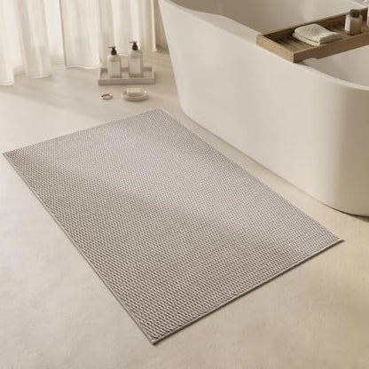 Triohero Large Bathroom Rugs Non Slip Washable Bath Rugs Super Absorbent Bathroom Rug Thin Quick Dry Low Pile Bath Mats, Beige 36"x48"