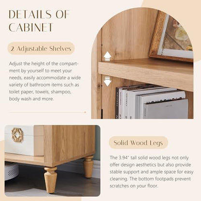 IFBUY 76" Arched Bathroom Storage Cabinet, Large Arched Cabinet, Natural