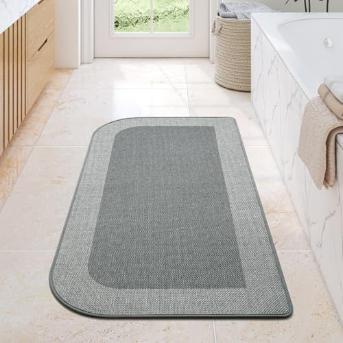 YDKGL Bathroom Runner Rug, Long Thin Bath Mat Fit Under Door, Grey 24x48