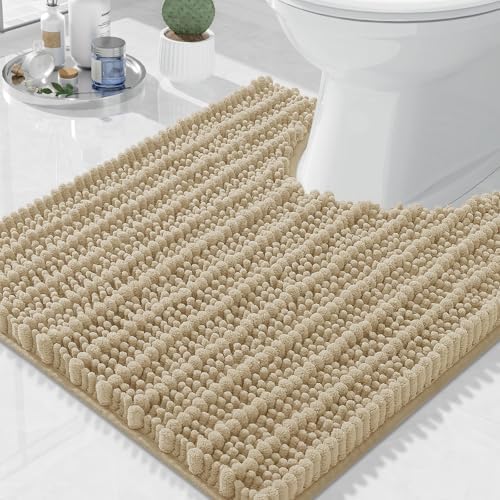 Arotive Toilet Rugs U-Shaped 24x24, Soft Absorbent Chenille Shaggy Bath Mat