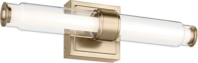 Kichler Laurene LED Bath Bar Light, Champagne Bronze | Linear vanity light with clear glass for bathroom mirrors (18.5" x 5"), 55237CPZLED
