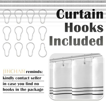 jinchan Black and White Shower Curtain for Bathroom Modern Farmhouse Striped Waterproof Fabric Shower Curtain Set with 12 Hooks Machine Washable 70x72 Inches