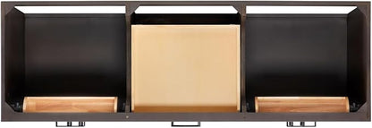 ARIEL Hepburn 66-inch Bathroom Vanity with Sink,Solid Wood, 1.5-inch Italian Carrara Marble Countertop, Double Rectangular Porcelain Sink, 4 Soft Closing Doors, 6 Dovetail Drawers, Brown Oak