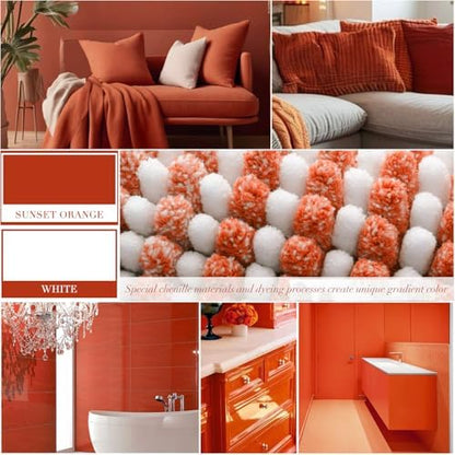 BSICPRO Bathroom Rugs Sets 2 Piece, Non Slip Fall Bath Mats, Sunset Orange