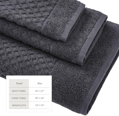 Great Bay Home Bath Towels - 100% Cotton 6 Piece Towel Set - Diamond Waffle Weave - Absorbent, Durable, Quick-Dry Towels for Bathroom (Stone Blue)