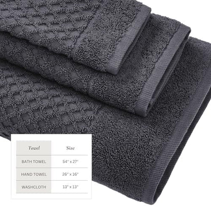 Great Bay Home Bath Towels - 100% Cotton 6 Piece Towel Set - Diamond Waffle Weave - Absorbent, Durable, Quick-Dry Towels for Bathroom (Stone Blue)