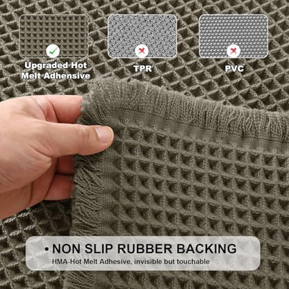 JIUZHEN Set of 2 Waffle Bathroom Rugs Non Slip Bath Mats, 16"x24"+24"x60"