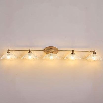 58.65-inch Bathroom Vanity Light, 5-Light Brass Vanity Light, European Classic Luxury Bathroom Mirror Light, E12 Sockets