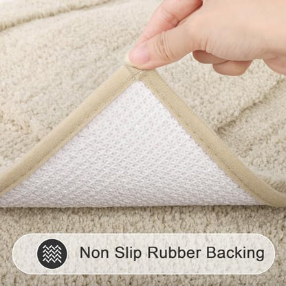 SHACOS Soft Microfiber Bathroom Rugs Set of 2 Pieces, Light Beige