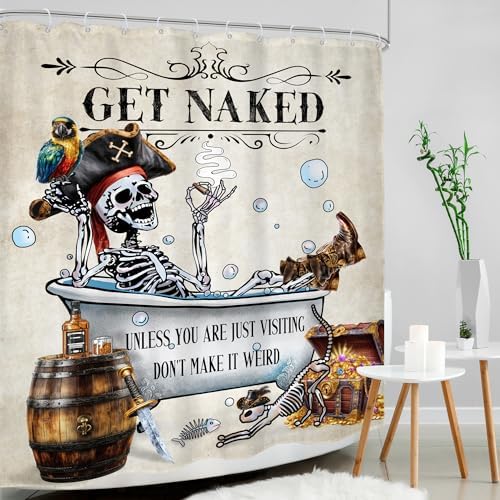 Skull Skeleton Gothic Spooky Pirate Cool Bathroom Shower Curtain Set