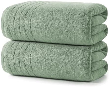 REDKISS 2 Pack Extra Large 35x70 Inch Cotton Bath Towels, Green