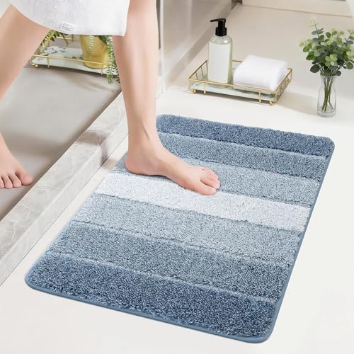 COSY HOMEER Bathroom Rugs 24x17,Ultra Soft Absorbent Bath Mat,Blue