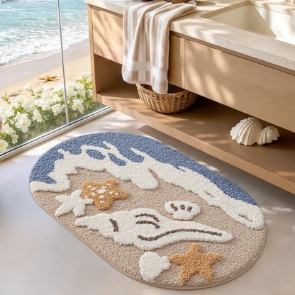 LUMI Beach Bathroom Rug Soft Microfiber Absorbent Bath Mat 22x34