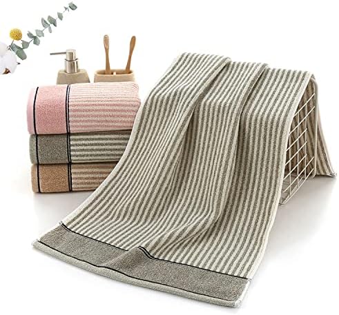 Pidada Hand Towels Set of 2 100% Cotton Striped Pattern Absorbent Soft Decorative Towel for Bathroom (Brown)