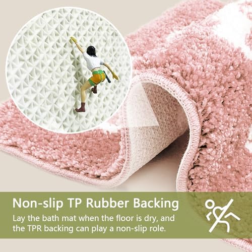 Small Get Naked Bathroom Rugs - Funny Bath Mats Non Slip Cute Carpet for Bathroom Floor Decor Water Absorbent Bath Rugs for Sink Bathtub and Shower Pink 16" x 24"