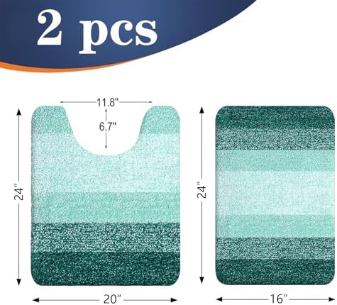 OLANLY Micorfiber Bathroom Rug Set 2 Piece, 24"x16"+U-Shaped 24"x20"