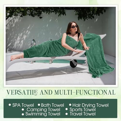 Peryiter 6 Pcs Bath Towel Set, Oversized Bath Sheet for Adults, Dark Green