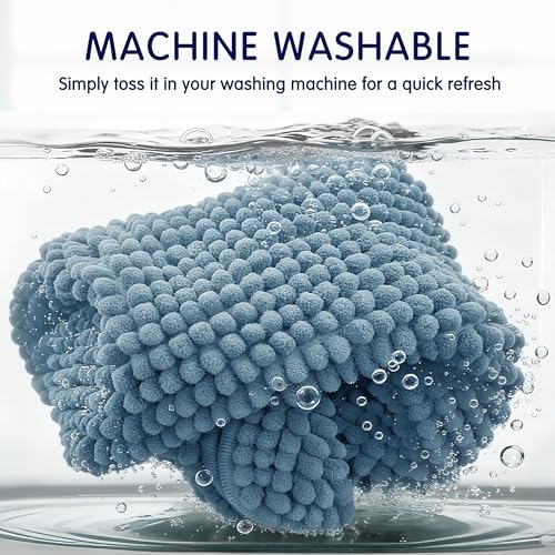 SUBRTEX Bathroom Rugs, 24" x 44" Chenille Bath Rug Soft Short Plush Bath Mat Soft Shower Mat Water Absorbent Shower Mat Quick Dry Machine Washable, Stone Blue