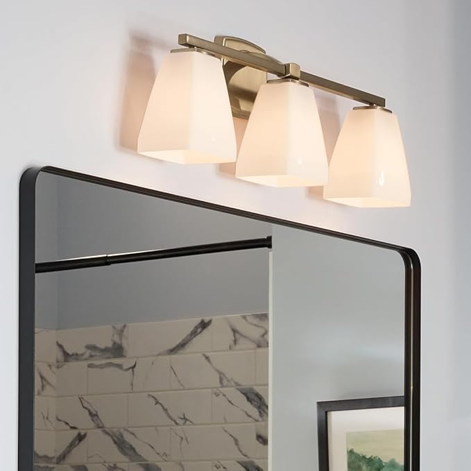 Kichler Marant 21.25" 3-Light Vanity Light with Opal Glass in Champagne Bronze, for Bathroom, Powder Room, Over a Mirror, (21.25" W x 9.5" H), 55216CPZ