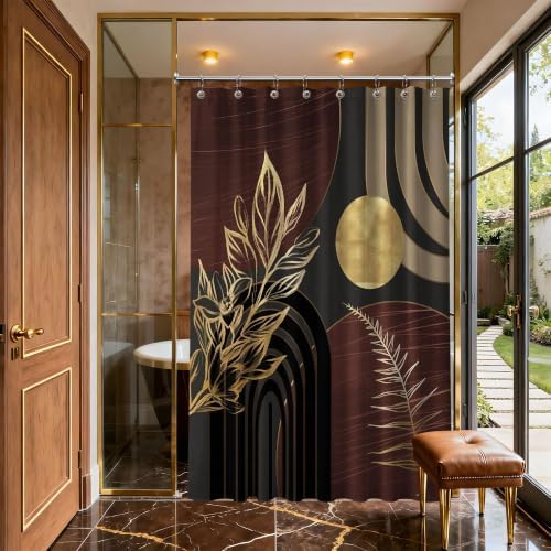 Dark Brown and Gold Stall Shower Curtain, 48X72 in Narrow Small