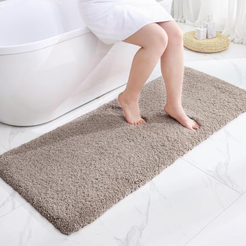 Disolla Taupe Grey Bathrom Runner Rug 24x70 - Extra Large Soft Plush Bath Mat, Thick Long Non-Slip Shaggy Floor Mat, Ultra-Absorbent for Master Bathroom Vanity