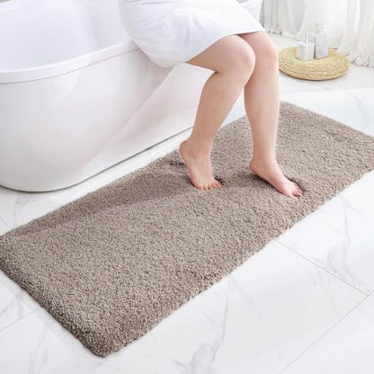 Disolla Taupe Grey Bathrom Runner Rug 24x70 - Extra Large Soft Plush Bath Mat, Thick Long Non-Slip Shaggy Floor Mat, Ultra-Absorbent for Master Bathroom Vanity