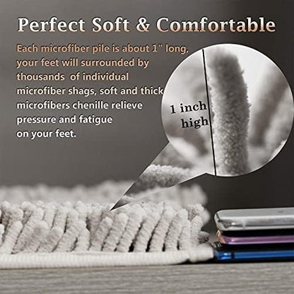 Luxury Bathroom Rug Mat 24x16+20x32, Extra Soft and Absorbent Chenille Bath Rugs, Plush Shaggy Bathroom Carpet, Non-Slip Bathtub Mat, Bath Mats for Bathrooms Floor, Tub and Shower, Deep Green