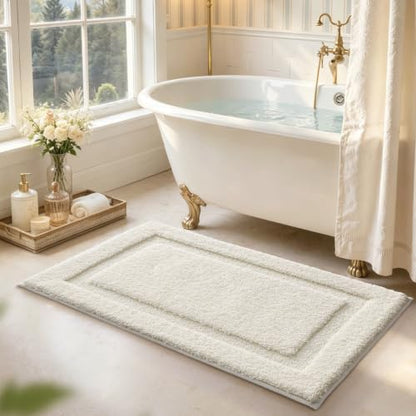 LUMI Soft Bathroom Rugs Absorbent, Non Slip Bath Mat 24x60, Ivory White