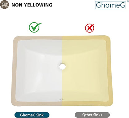 Undermount Bathroom Sink 18x14x8 Inch White Rectangle Ceramic Vessel Sink with Overflow Compact Undercounter Vanity Lavatory for Bathrooms
