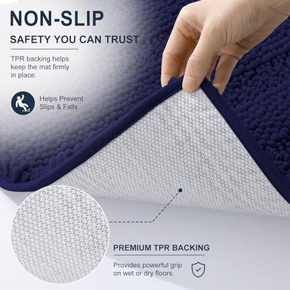 Smiry Thick Chenille Bathroom Rugs 36x24, Soft Bath Mat, Twilight Sapphire