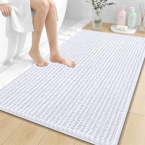 OLANLY Large Bathroom Rugs 44x32, Thick Soft Absorbent Chenille Bath Rugs