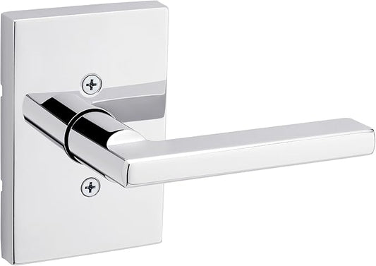 Kwikset Halifax Dummy Rectangle Door Handle, Single Sided Lever for Closets, French Double Doors, and Pantry, Polished Chrom Non-Turning Reversible Interior Push/Pull Lever