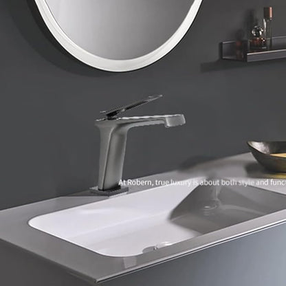 Waterfall Type Single Hole Wide Spout Sink Tap, Brass Faucet for Bathroom Sink-Gold(Gold)