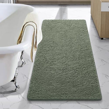 LOCHAS Luxury Bathroom Rug Shaggy Bath Mat 24 x 44 Inch, Sage Green