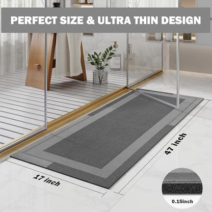 YDKGL Non Slip Bath Mat Long Ultra Thin Bathroom Rugs Runner Fit Under Door