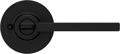 Kwikset Casey Interior Privacy Round Door Handle with Lock, Door Lever for Bathroom and Bedroom, Satin Nickel Reversible Keyless Turn Lock, with Microban Protection
