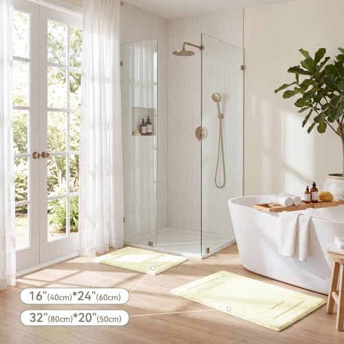 GRANNY SAYS Ivory Bathroom Rug 16" x 24", Non-Slip Microfiber Bath Mat