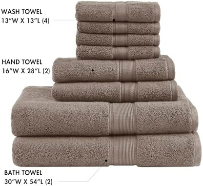 Madison Park 800GSM 100% Cotton Bathroom Bath Towel Set of 8, Mocha