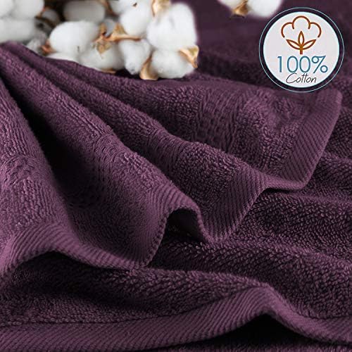 Hearth & Harbor Washcloths 12 Pack - 100% Cotton Washcloth for Body and face, High Absorbent and Soft 13"x13" Body Wash Cloth, Quick Dry - Purple Washcloths