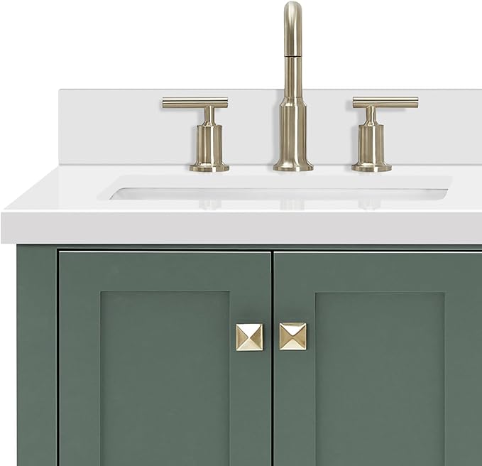 ARIEL Cambridge 67 Inch Double Rectangle Sink Bathroom Vanity with Pure White Quartz Countertop 1.5 Inch in Vintage Green