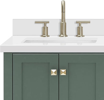ARIEL Cambridge 67 Inch Double Rectangle Sink Bathroom Vanity with Pure White Quartz Countertop 1.5 Inch in Vintage Green