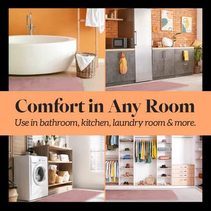 Memory Foam Bath Mat Non Slip Absorbent Super Cozy Velvet Bathroom Rug Carpet (22 inches X 36 inches, Mauve)