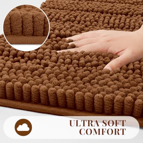 Bcoimo Bath Rug Mat,30x20 Chenille Extra Soft Burnt Orange Bathroom Tub Mat