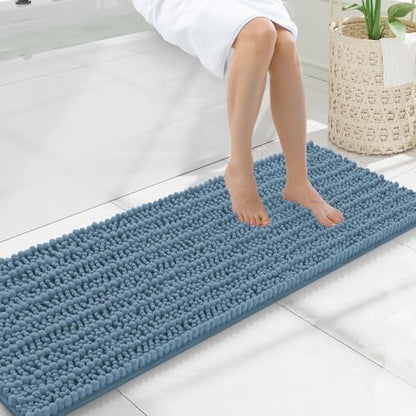 Smiry Bathroom Rugs 47X17, Extra Soft Rubber Backing Chenille Bath Mats