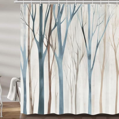 Birch Forest Abstract Shower Curtain Farmhouse Bathroom Decor 72X75 Inch