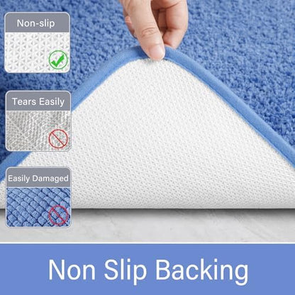 LOCHAS Bathroom Rug Runner 24x70 Inch, Bath Rugs Non Slip, Blue
