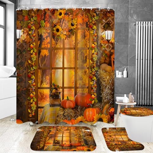 Yddsky Fall Maple Garland House Shower Curtain Sets for Bathroom,72x72 Inch