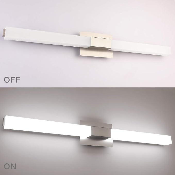 Bathroom Vanity Light Brushed Nickel, Modern LED Bathroom Lighting Fixtures Over Mirror, 5CCT Dimmable 40 Inch Vanity Lighting Fixtures for Bath